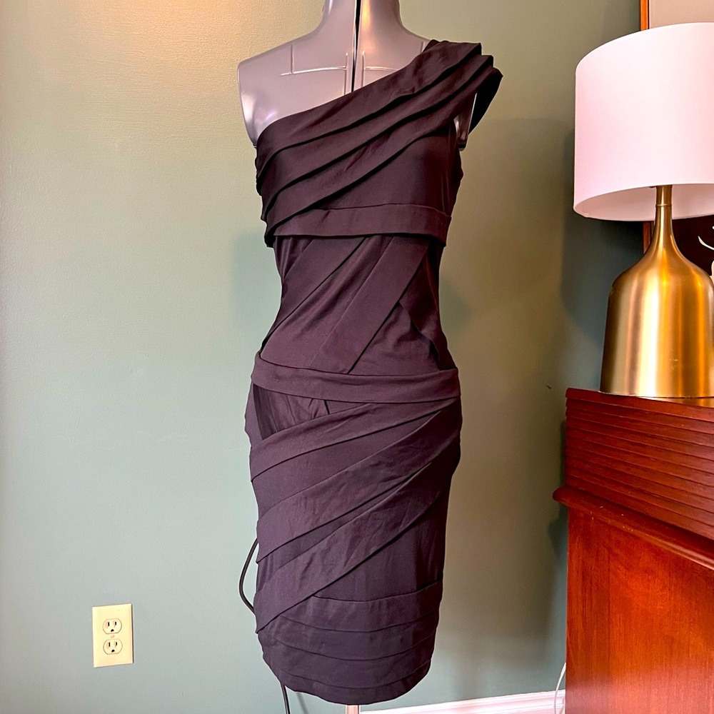 Marc New York Andrew Marc Black Asymmetrical Strappy Dress Size 4